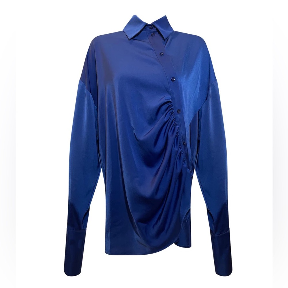 KIMBERLY GOLDSON NIYA COBALT ASYMMETRIC SHIRT DRESS - Size S - NWT
